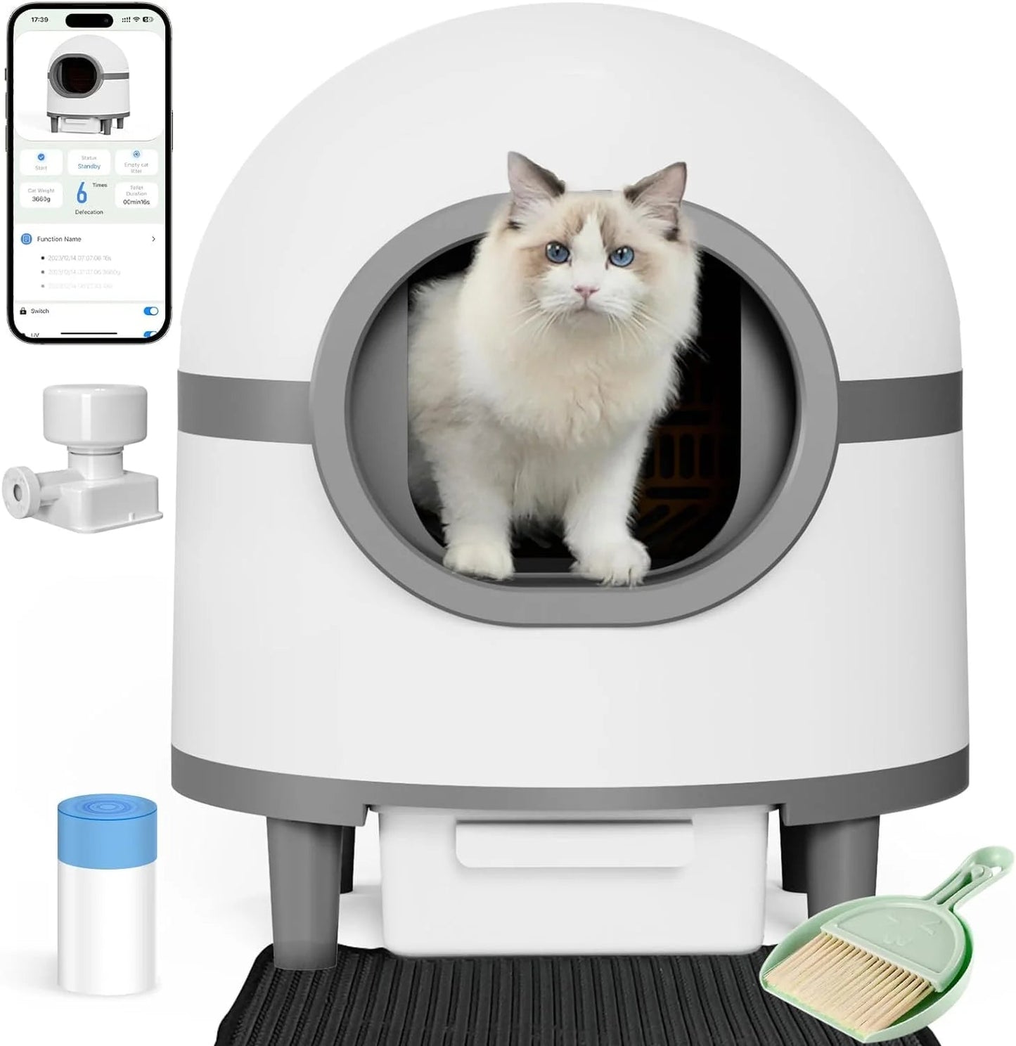 "Extra Large Self - Cleaning Cat Litter Box | Automatic 2.4G WiFi with APP Control | Ideal for Multiple Cats | Sleek Black Design" - Eco and More Pet Store