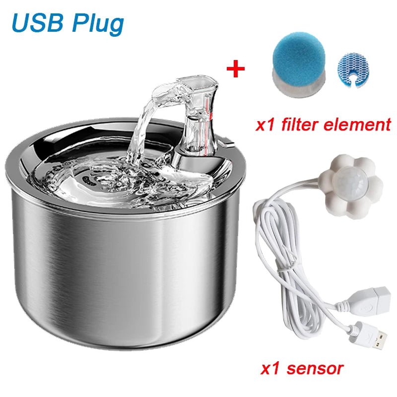 Intelligent Stainless Steel Cat Water Fountain Automatic Drinker for Cats Feeder Pet Water Dispenser Drinking Fountain for Cats - Eco and More Pet Store