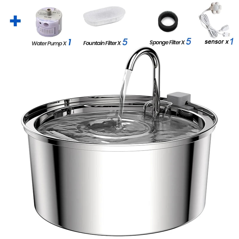Intelligent Stainless Steel Cat Water Fountain Automatic Drinker for Cats Feeder Pet Water Dispenser Drinking Fountain for Cats - Eco and More Pet Store