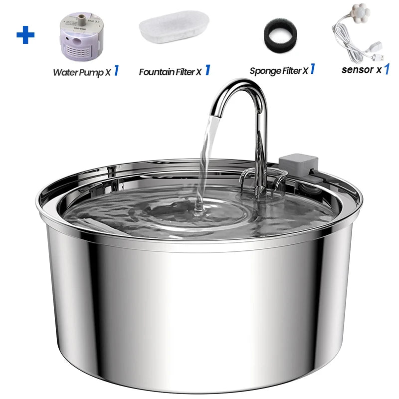 Intelligent Stainless Steel Cat Water Fountain Automatic Drinker for Cats Feeder Pet Water Dispenser Drinking Fountain for Cats - Eco and More Pet Store