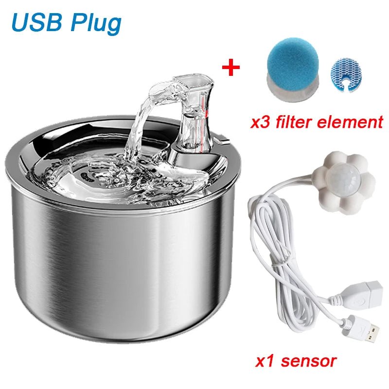 Intelligent Stainless Steel Cat Water Fountain Automatic Drinker for Cats Feeder Pet Water Dispenser Drinking Fountain for Cats - Eco and More Pet Store