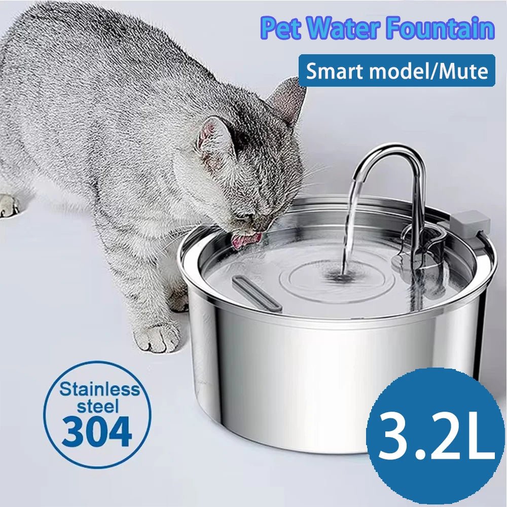 Intelligent Stainless Steel Cat Water Fountain Automatic Drinker for Cats Feeder Pet Water Dispenser Drinking Fountain for Cats - Eco and More Pet Store