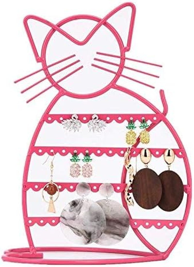 Jewelry Organizer Stand Cat Shaped Earring Holder Organizer Metal 48 Stud Earring Holes Jewelry Holder, Metal Jewelry Display Vanity Organizer for Girls - Black - Eco and More Pet Store DBA Overseen
