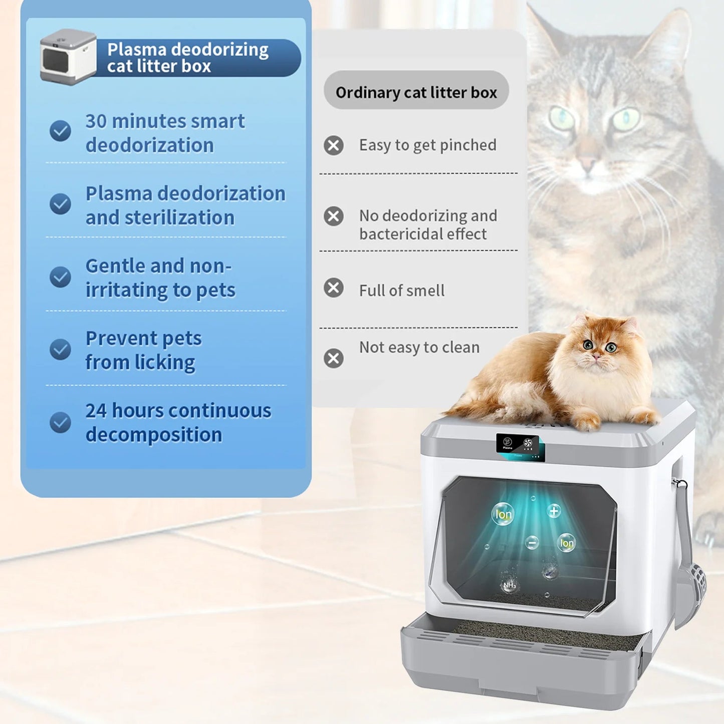 Litter Box, Large Cat Litter Box Enclosure Furniture, Odor Removal, Enclosed Cat Pottywith Cat Litter Scoop, Drawer Type Cat Litter Pan Easy Cleaning and Scoop. - Eco and More Pet Store