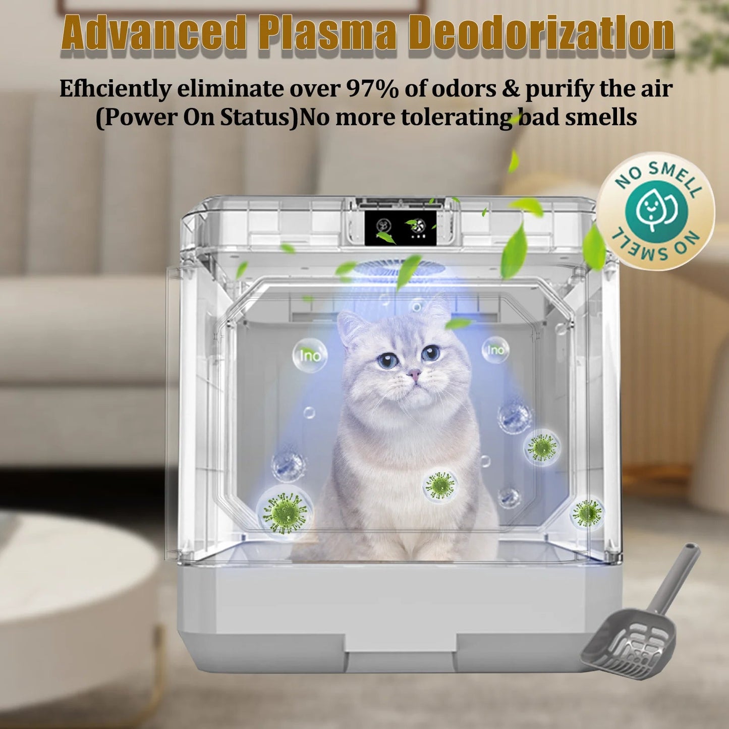 Litter Box, Large Cat Litter Box Enclosure Furniture, Odor Removal, Enclosed Cat Pottywith Cat Litter Scoop, Drawer Type Cat Litter Pan Easy Cleaning and Scoop. - Eco and More Pet Store