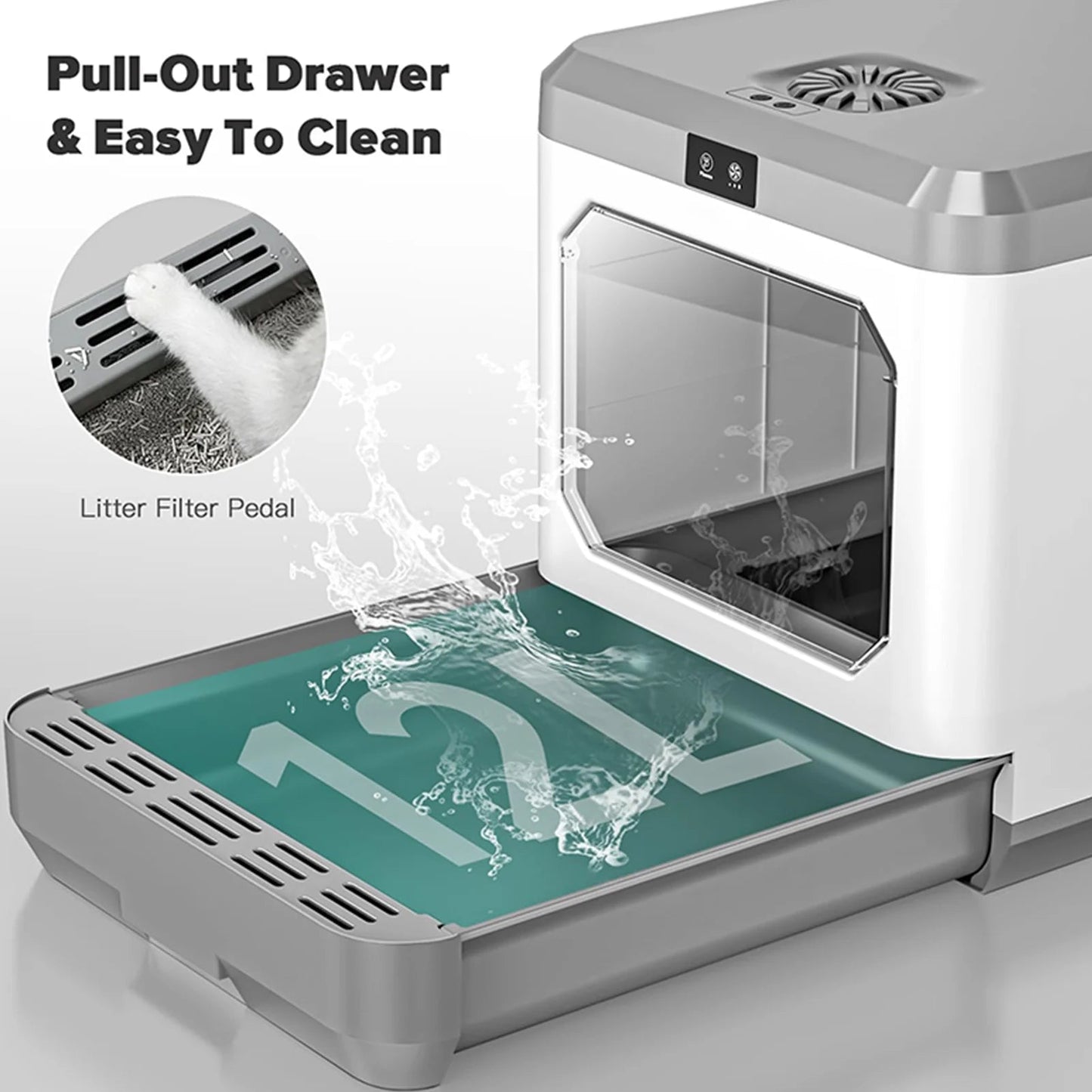 Litter Box, Large Cat Litter Box Enclosure Furniture, Odor Removal, Enclosed Cat Pottywith Cat Litter Scoop, Drawer Type Cat Litter Pan Easy Cleaning and Scoop. - Eco and More Pet Store