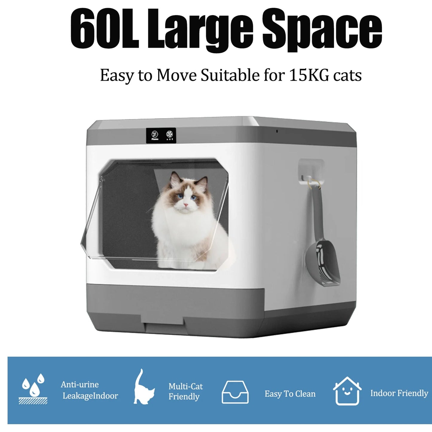 Litter Box, Large Cat Litter Box Enclosure Furniture, Odor Removal, Enclosed Cat Pottywith Cat Litter Scoop, Drawer Type Cat Litter Pan Easy Cleaning and Scoop. - Eco and More Pet Store