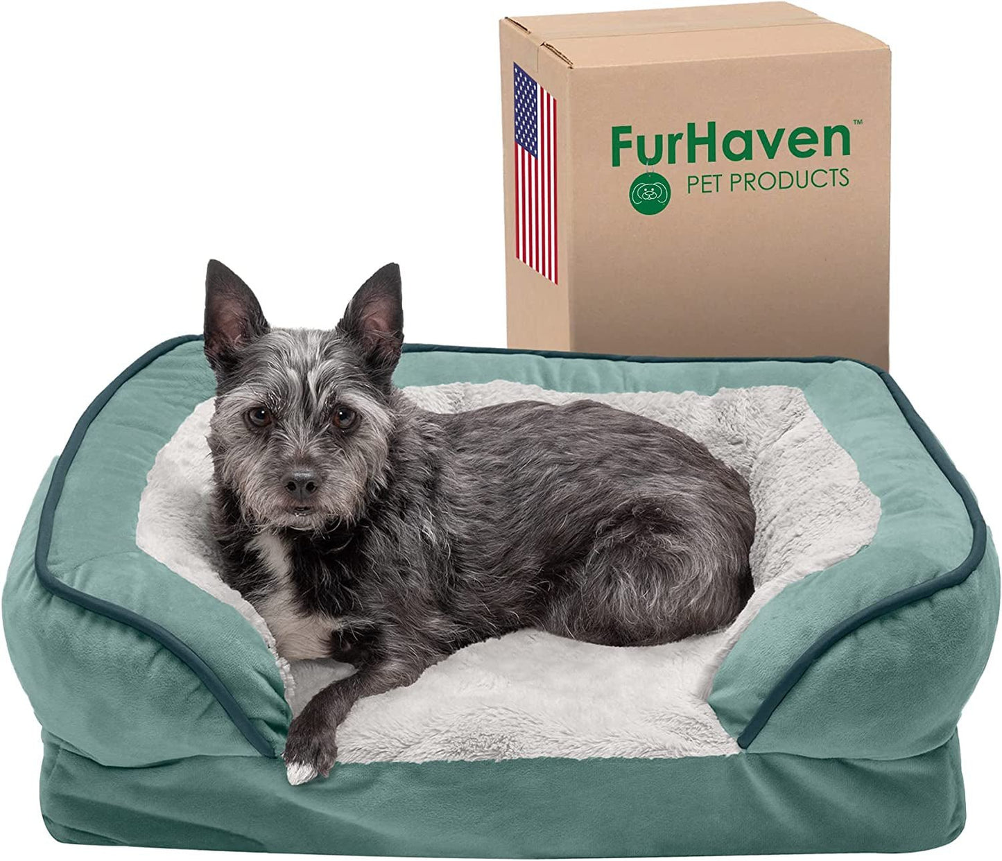 Orthopedic Dog Bed for Large/Medium Dogs W/ Removable Bolsters & Washable Cover, for Dogs up to 55 Lbs - Plush & Velvet Waves Perfect Comfort Sofa - Granite Gray, Large - Eco and More Pet Store