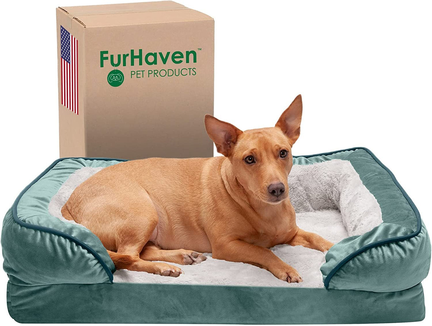 Orthopedic Dog Bed for Large/Medium Dogs W/ Removable Bolsters & Washable Cover, for Dogs up to 55 Lbs - Plush & Velvet Waves Perfect Comfort Sofa - Granite Gray, Large - Eco and More Pet Store