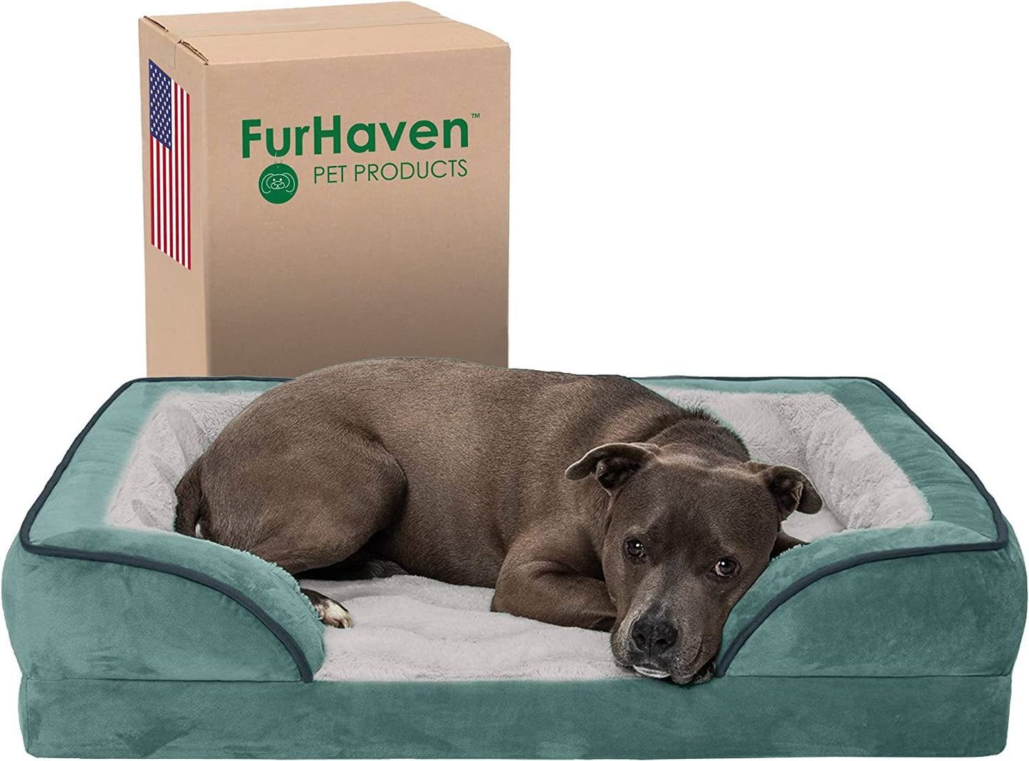 Orthopedic Dog Bed for Large/Medium Dogs W/ Removable Bolsters & Washable Cover, for Dogs up to 55 Lbs - Plush & Velvet Waves Perfect Comfort Sofa - Granite Gray, Large - Eco and More Pet Store