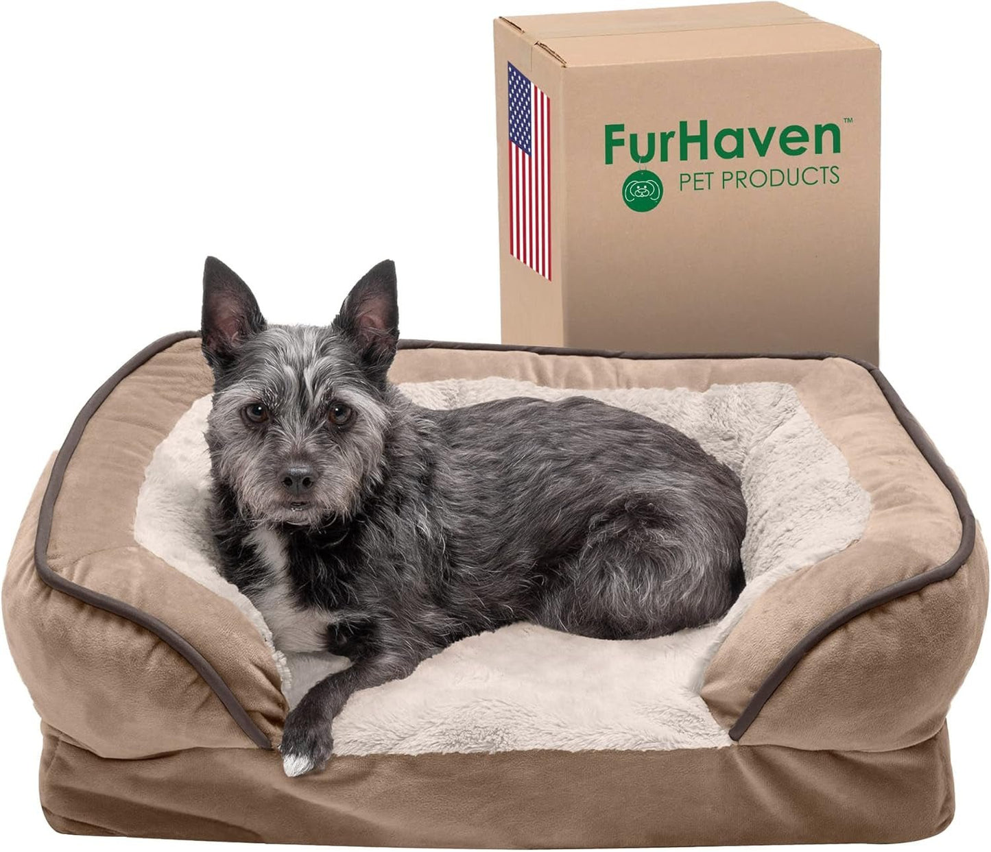 Orthopedic Dog Bed for Large/Medium Dogs W/ Removable Bolsters & Washable Cover, for Dogs up to 55 Lbs - Plush & Velvet Waves Perfect Comfort Sofa - Granite Gray, Large - Eco and More Pet Store