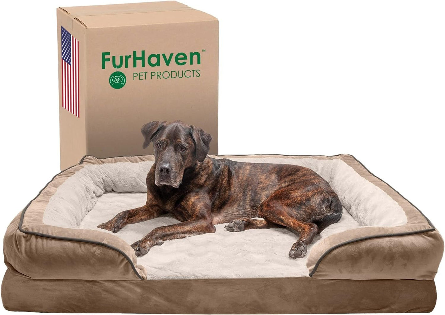 Orthopedic Dog Bed for Large/Medium Dogs W/ Removable Bolsters & Washable Cover, for Dogs up to 55 Lbs - Plush & Velvet Waves Perfect Comfort Sofa - Granite Gray, Large - Eco and More Pet Store
