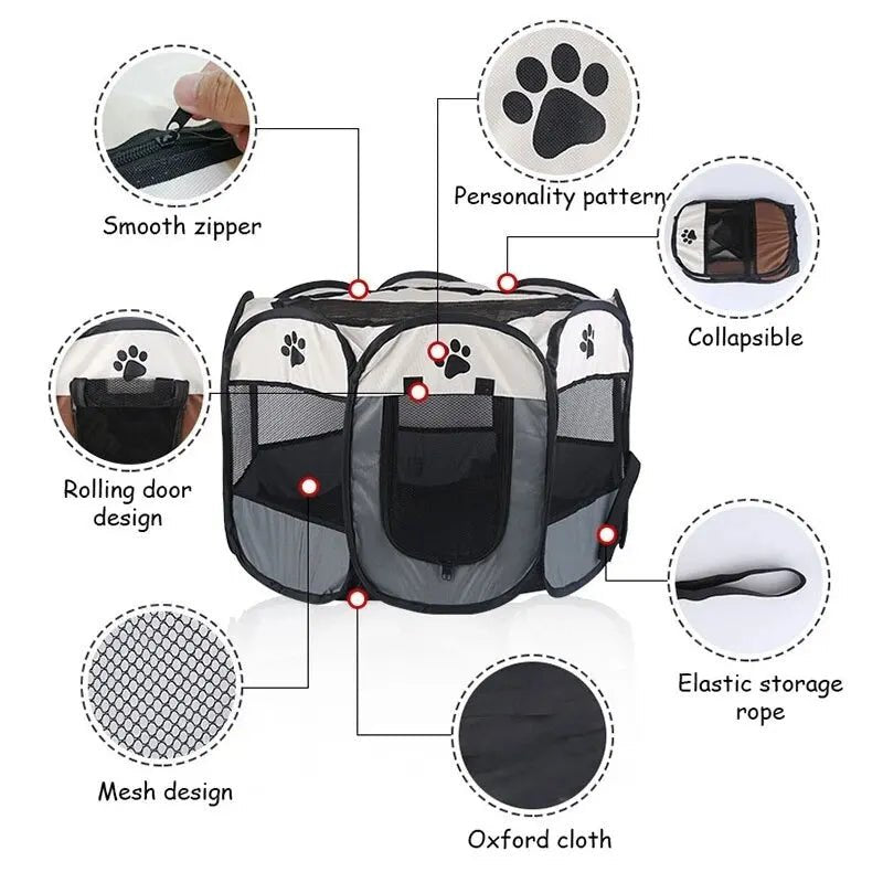 Portable Foldable Pet Tent Kennel Octagonal Fence Puppy Shelter Easy to Use Outdoor Easy Operation Large Dog Cages Cat Fences - Eco and More Pet Store