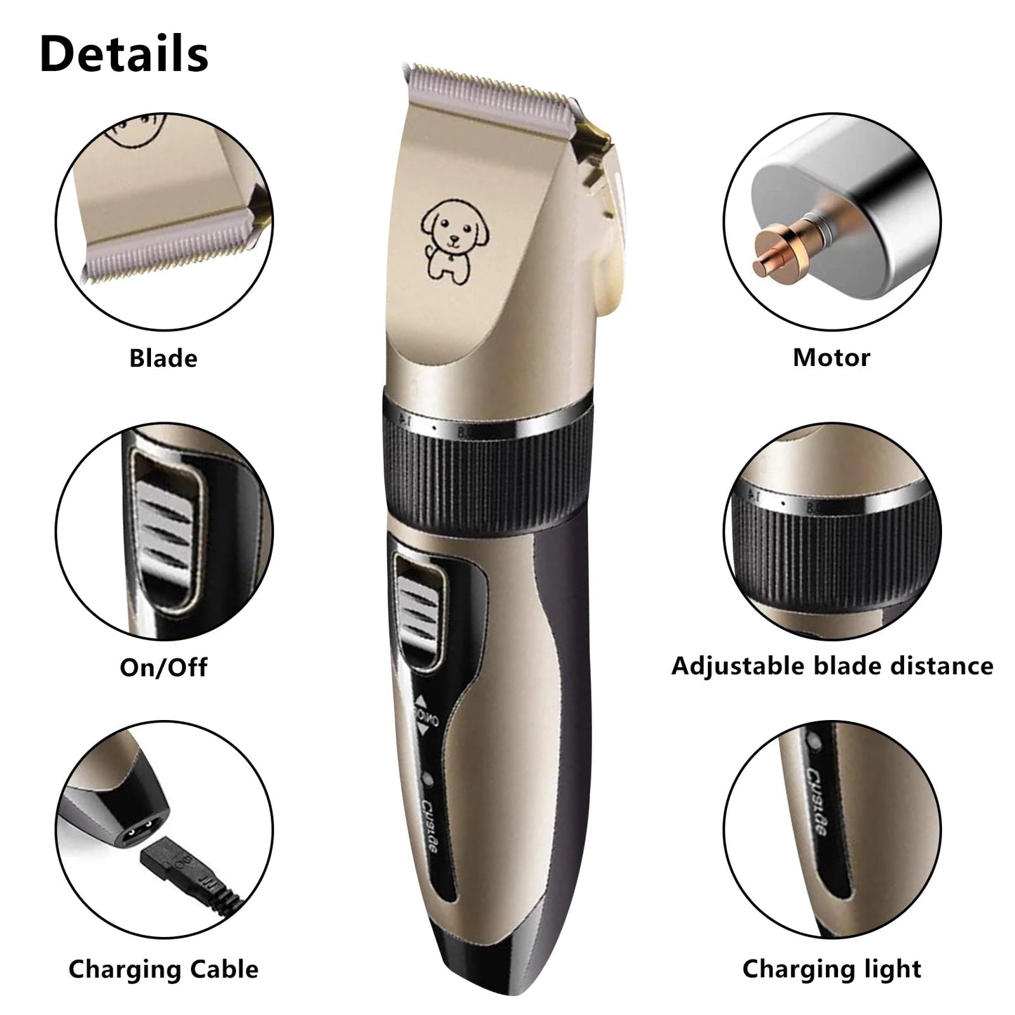 Professional Rechargeable Dog Clippers - Low Noise Cordless Pet Grooming Kit with Scissors & Comb | Ideal Hair Trimmer for Dogs, Cats, and More - Eco and More Pet Store