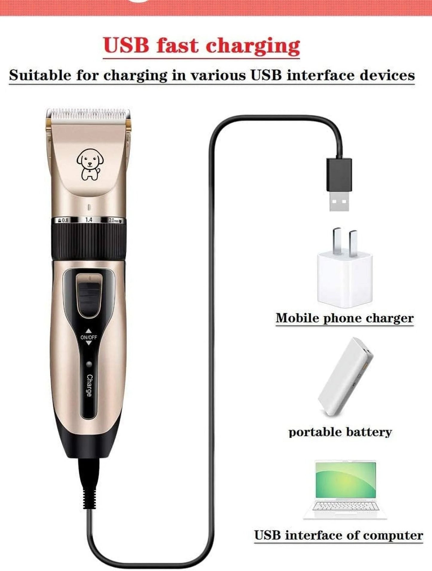 Professional Rechargeable Dog Clippers - Low Noise Cordless Pet Grooming Kit with Scissors & Comb | Ideal Hair Trimmer for Dogs, Cats, and More - Eco and More Pet Store