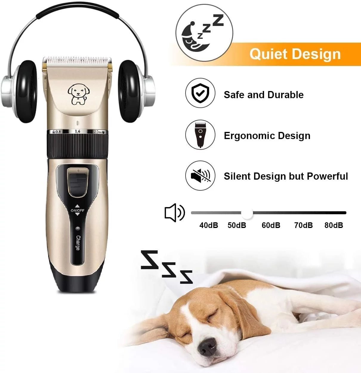 Rechargeable Cordless Pet Shaver & Quiet Dog Clippers - Complete Grooming Set with Scissor Comb | Electric, Low Noise Grooming Tools for Dogs & Cats - Eco and More Pet Store
