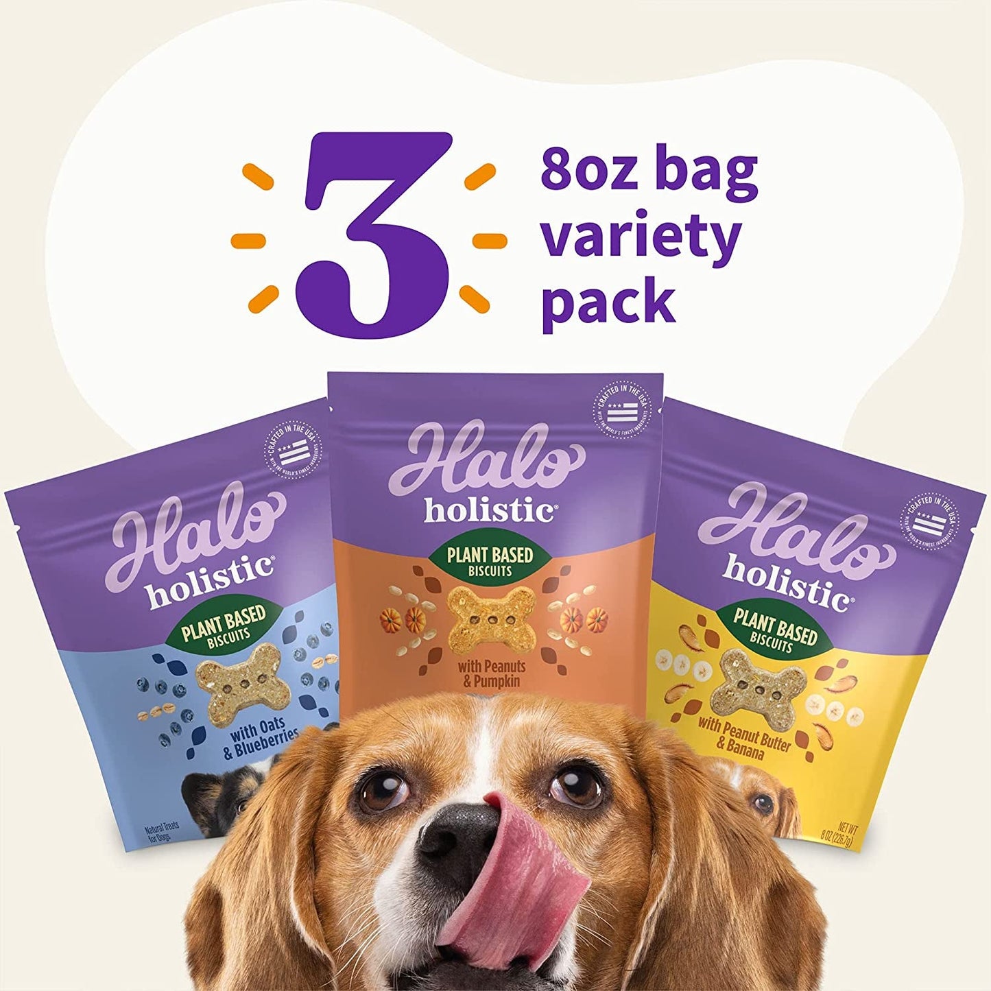 Wild Earth Premium Holistic Vegan Dog Treats Variety Pack - Organic Plant - Based Superfood Biscuits - Peanut Butter & Banana, Oats & Blueberries, Pumpkin & Peanuts - Allergy - Friendly Healthy Snacks (3 Pack, 8oz Each) - Eco and More Pet Store