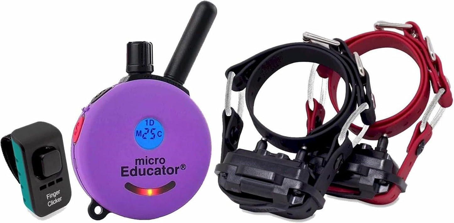 Zen Pro E - Collar Remote Dog Training System - Rechargeable Shock Collar with Finger Clicker for Small to Medium Dogs - 100 Level Humane Tapping Stimulation, Tone & Light Modes - 1/2 Mile Range - Eco and More Pet Store