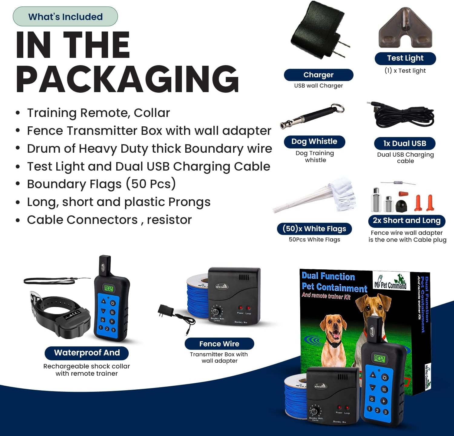 Underground Wireless Dog Shock Collar Fence System, Dual Function with Remote Dog Training Collar System Safe Pet Containment Waterproof Extra Thick Durable Polyolefin 13 AWG Wire Fence