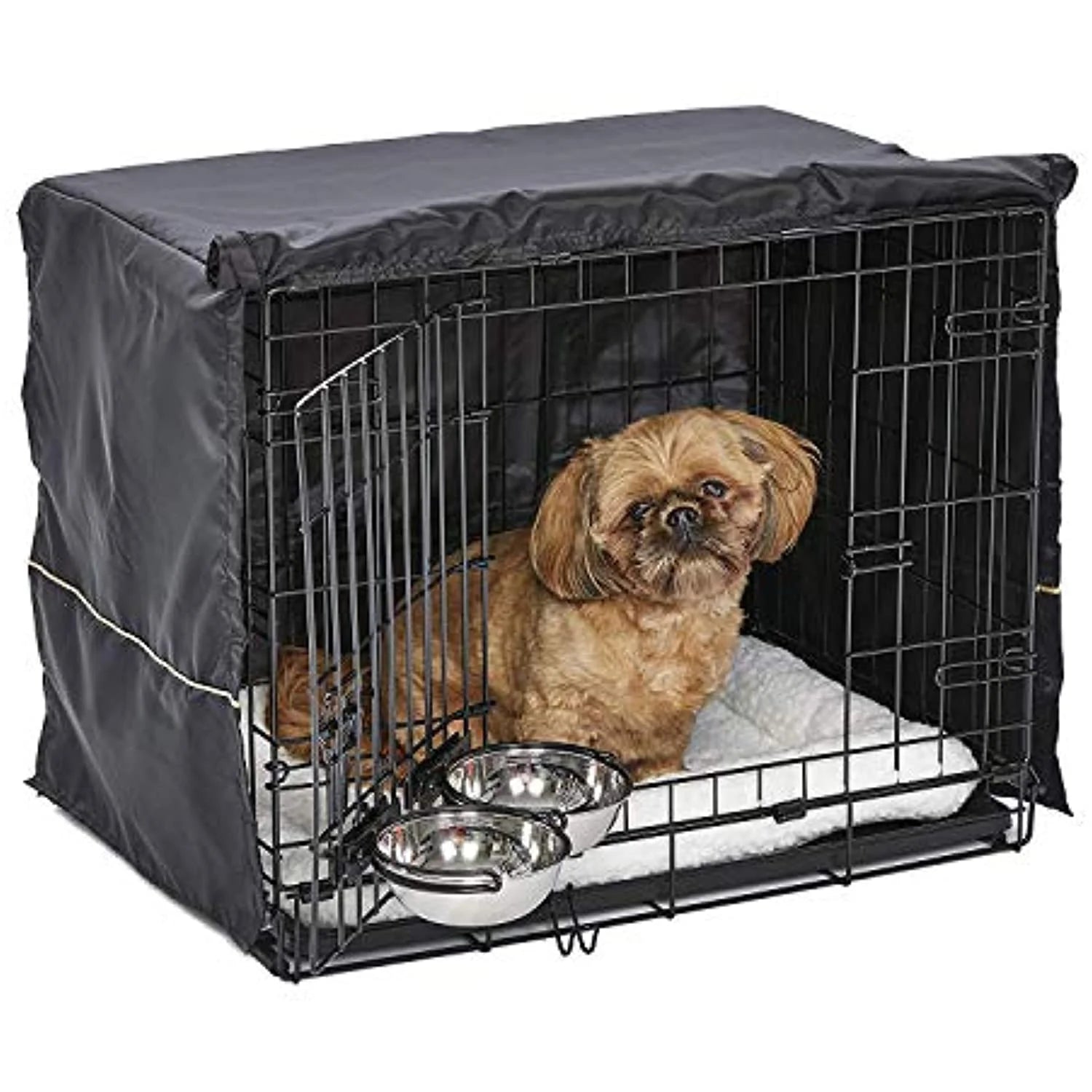 Dog Crate Starter Kit with 22-Inch Double Door Crate, Bed, Cover, and Bowls
