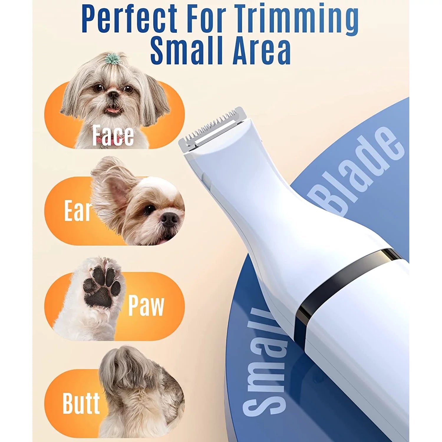 2 - in - 1 Cordless Dog Clippers & Paw Trimmer - Low Noise Grooming Tool with Double Blades | Perfect for Delicate Areas Around Paws, Eyes, Ears, and Face (White) - Eco and More Pet Store