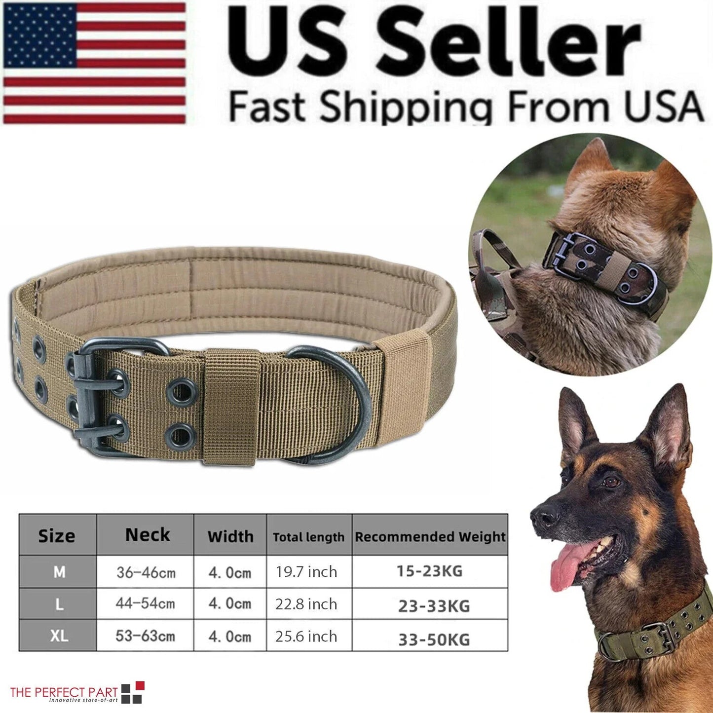 2" Wide Tactical Heavy Duty Nylon Large Dog Collar K9 Military with Metal Buckle - Eco and More Pet Store