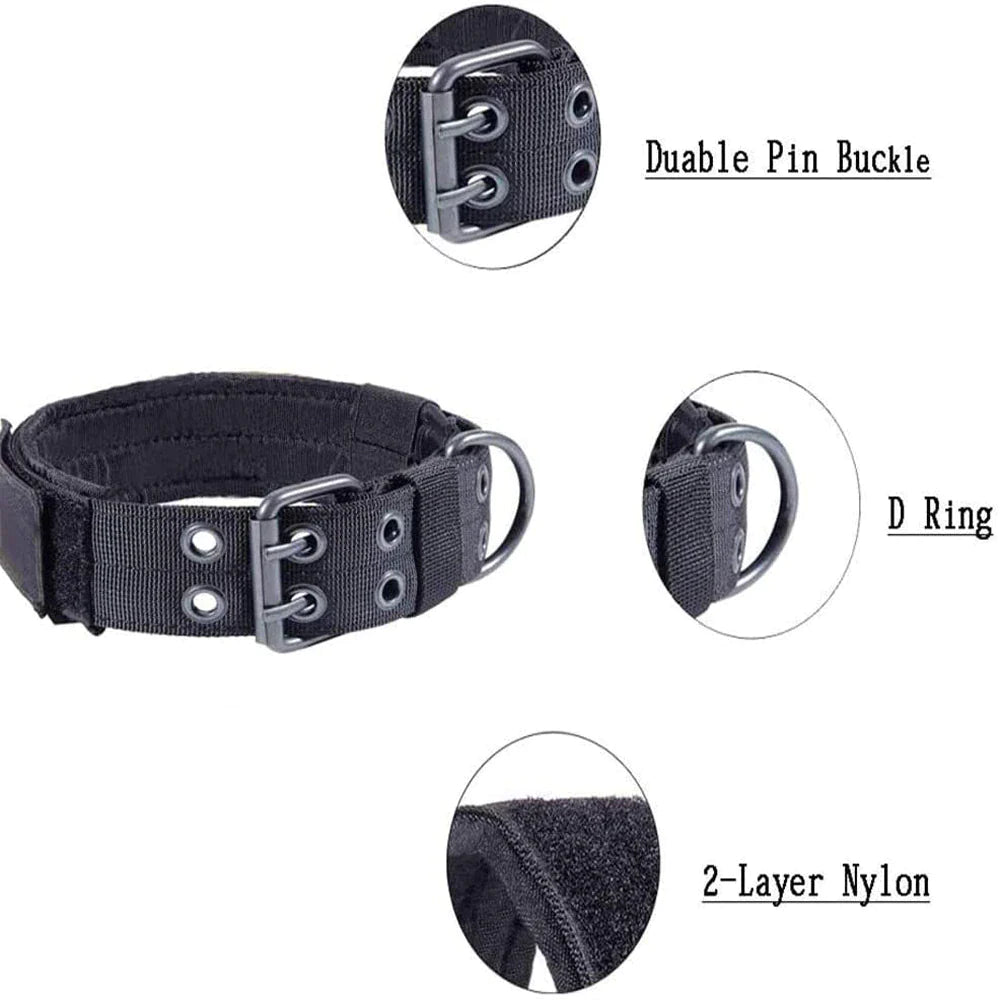 2" Wide Tactical Heavy Duty Nylon Large Dog Collar K9 Military with Metal Buckle - Eco and More Pet Store