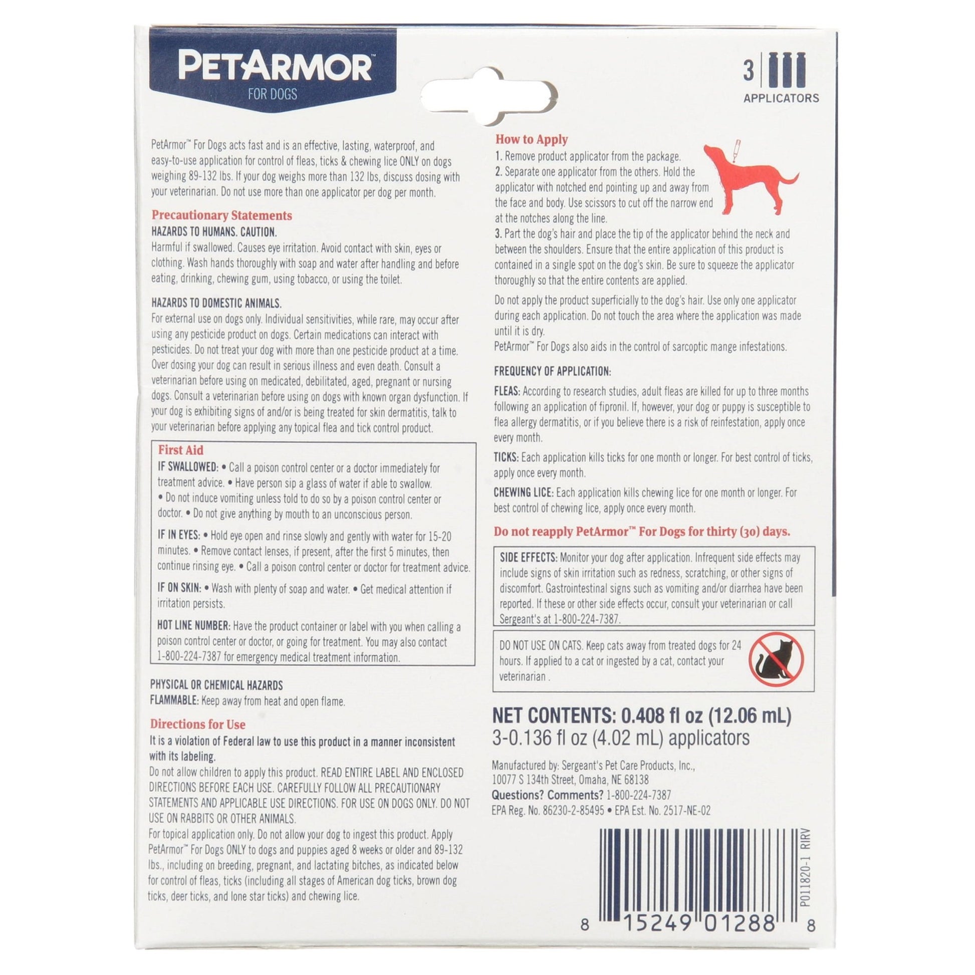 3 - Month Topical Flea & Tick Treatment for Large Dogs (89 - 132 lbs) | 3 Count - Effective, Long - Lasting Protection Against Pests - Eco and More Pet Store