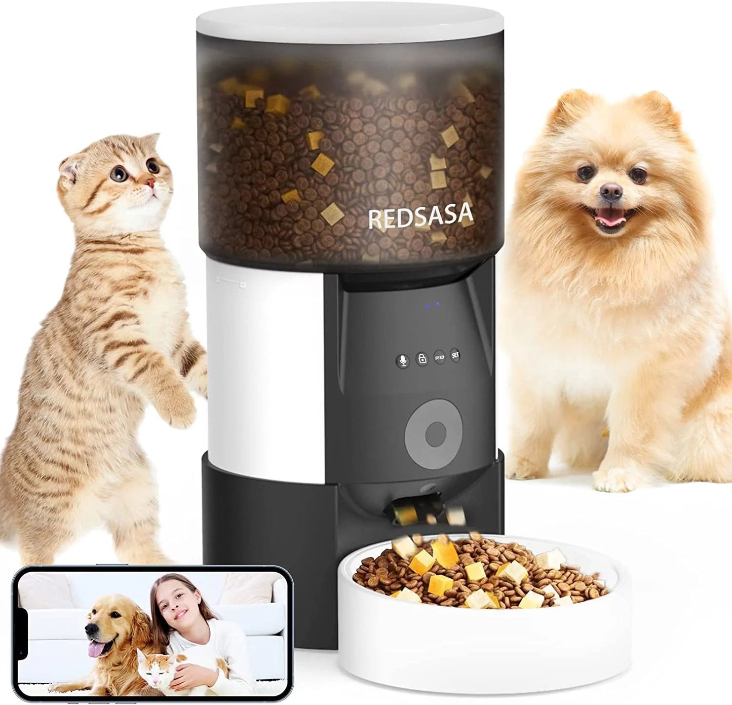 3L Automatic Pet Feeder with Camera, Automatic Cat/Dog Dispenser with 2 - Way Audio, 1080P HD with Night Vision, Wifi - Eco and More Pet Store