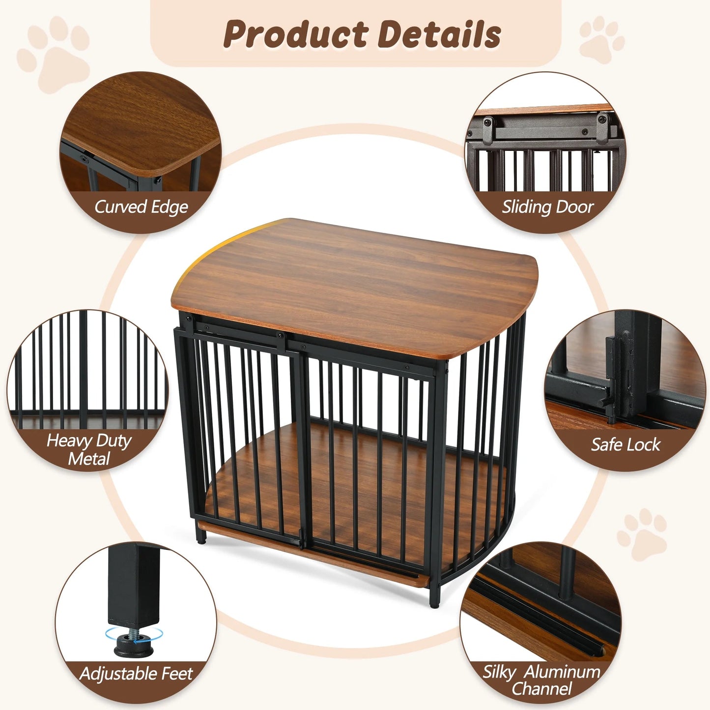 42.8" Large Dog Crate Furniture for Large Medium Dog, Heavy Duty Wooden Dog Kennel End Table, Brown - Eco and More Pet Store DBA Overseen