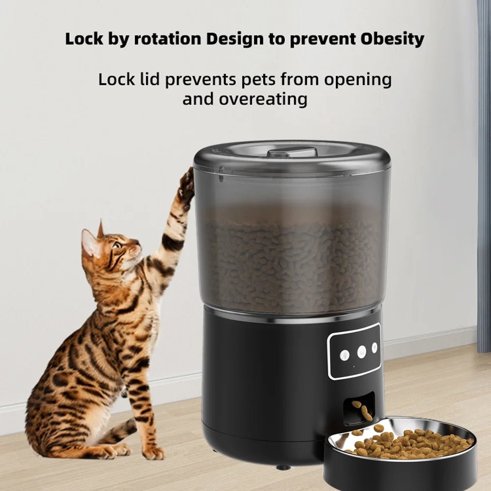 4L WiFi Automatic Pet Feeder - Smart Dry Food Dispenser for Cats & Dogs | Stylish Black Design for Convenient Feeding - Eco and More Pet Store