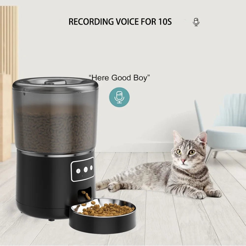 4L WiFi Automatic Pet Feeder - Smart Dry Food Dispenser for Cats & Dogs | Stylish Black Design for Convenient Feeding - Eco and More Pet Store