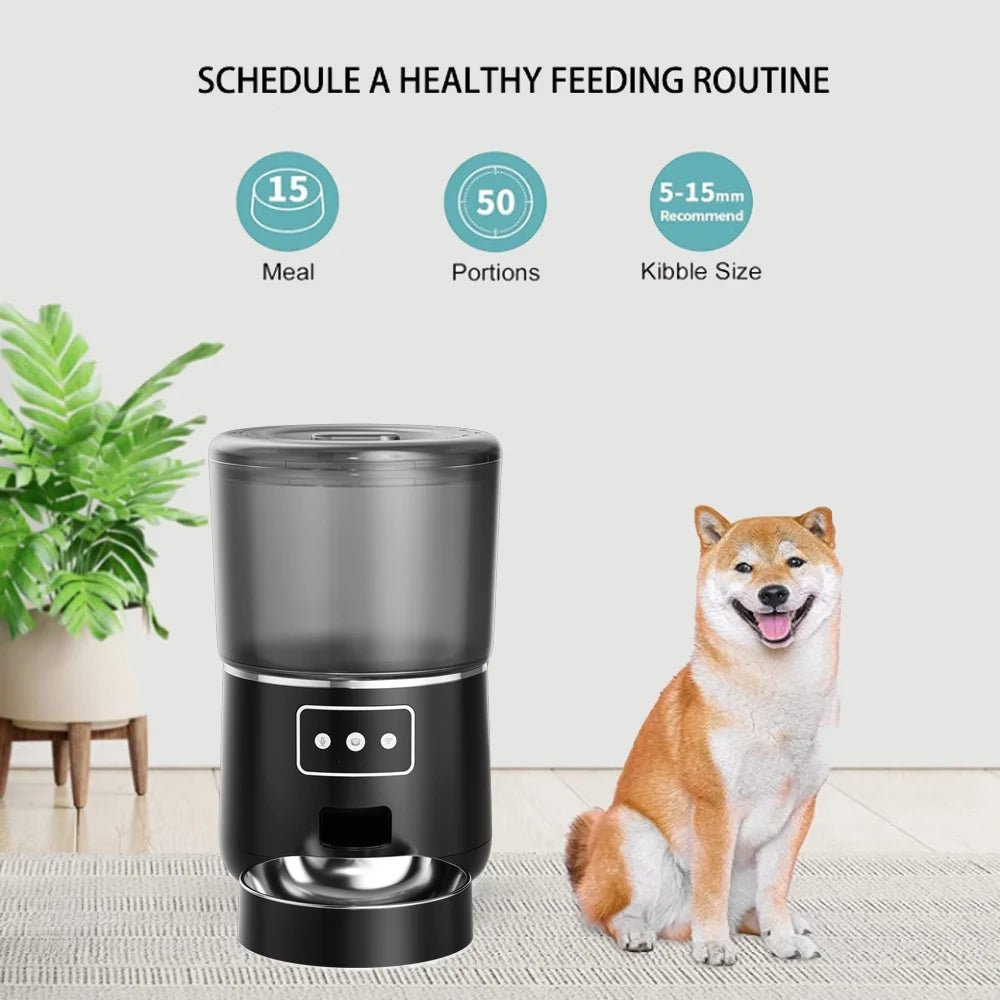 4L WiFi Automatic Pet Feeder - Smart Dry Food Dispenser for Cats & Dogs | Stylish Black Design for Convenient Feeding - Eco and More Pet Store