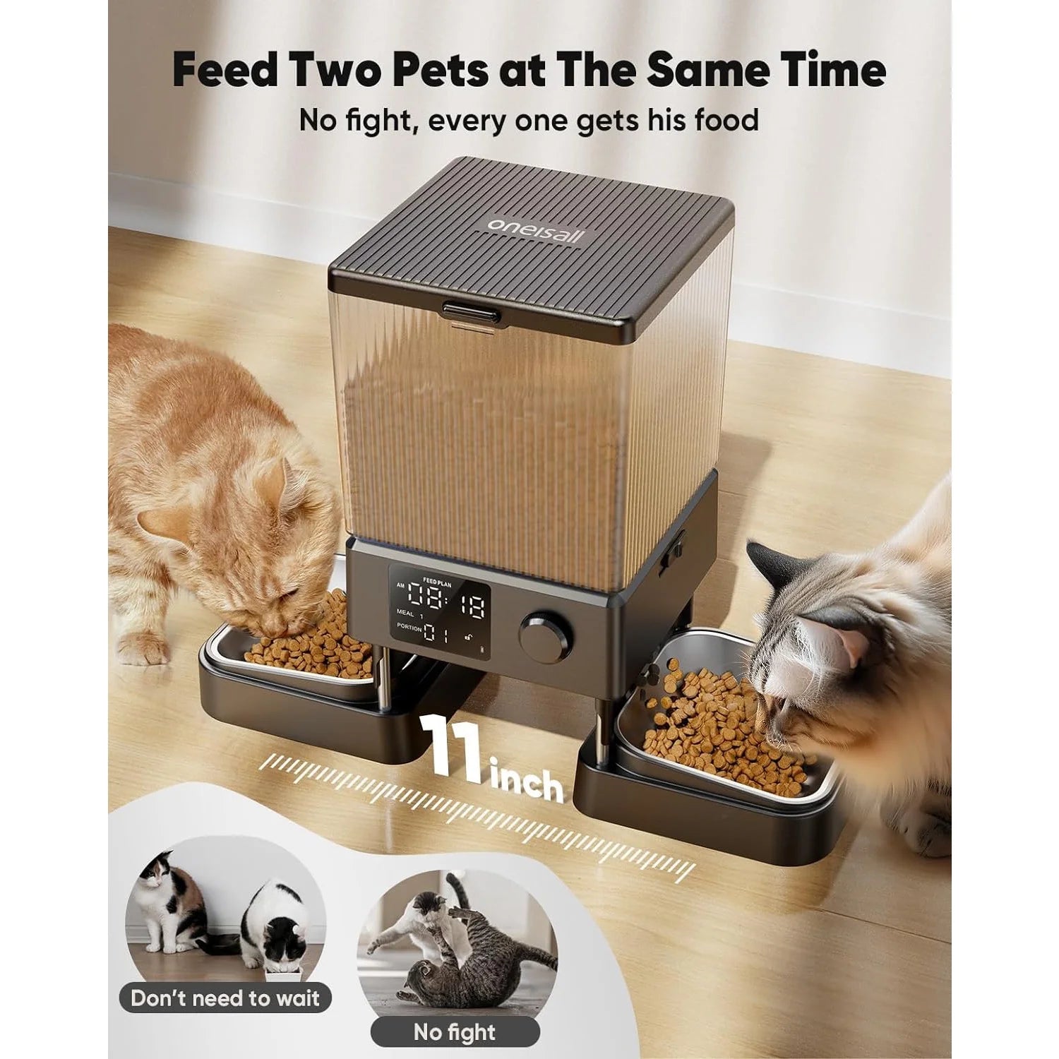 5L Automatic Cat Food Dispenser - Timed Feeder for 2 Cats or Small Dogs | PFD - 002 with Desiccant Bag | Smart Automatic Dry Food Feeder in Sleek Black - Eco and More Pet Store