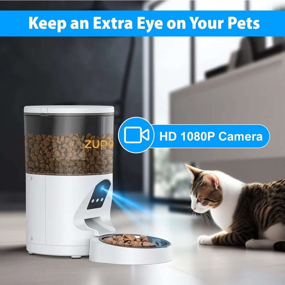 6L Smart Automatic Cat Feeder with HD Camera - 1080P Video & Night Vision | Timed Pet Feeder with WiFi & App Control for Cats and Dogs - Eco and More Pet Store