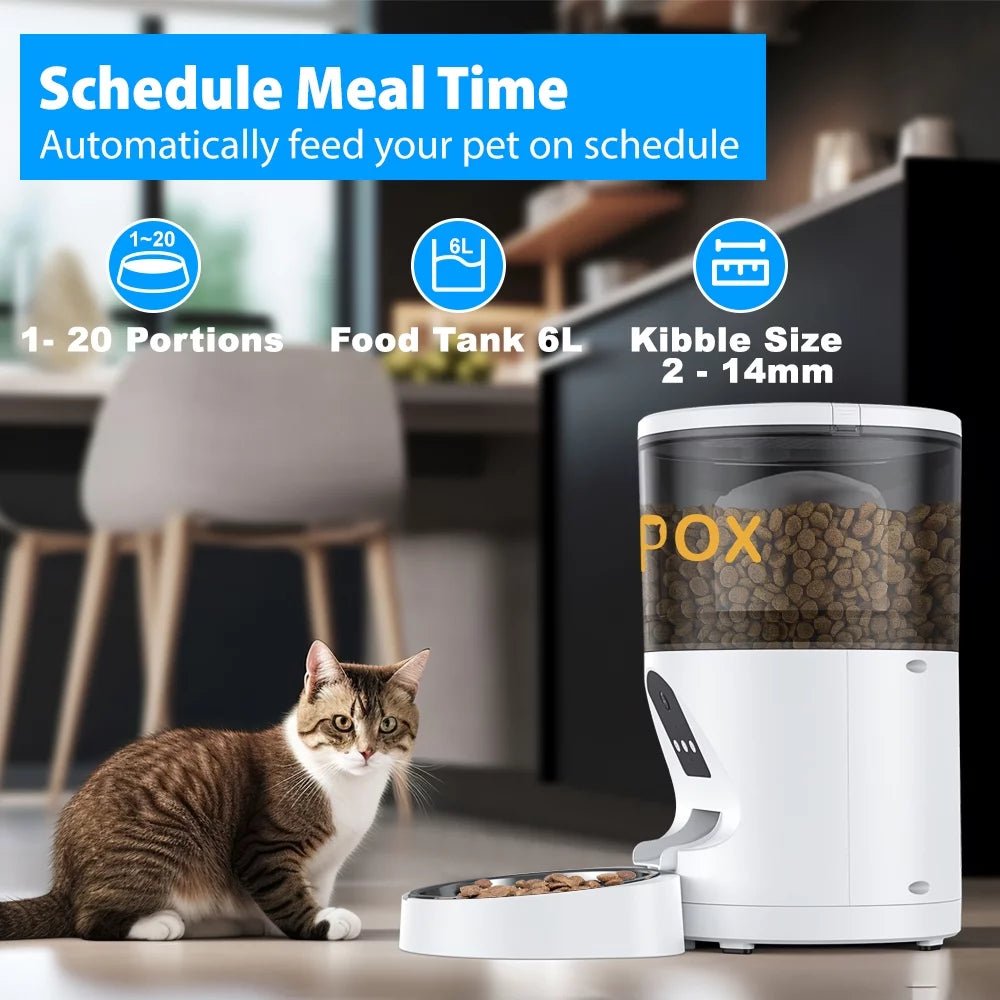 6L Smart Automatic Cat Feeder with HD Camera - 1080P Video & Night Vision | Timed Pet Feeder with WiFi & App Control for Cats and Dogs - Eco and More Pet Store