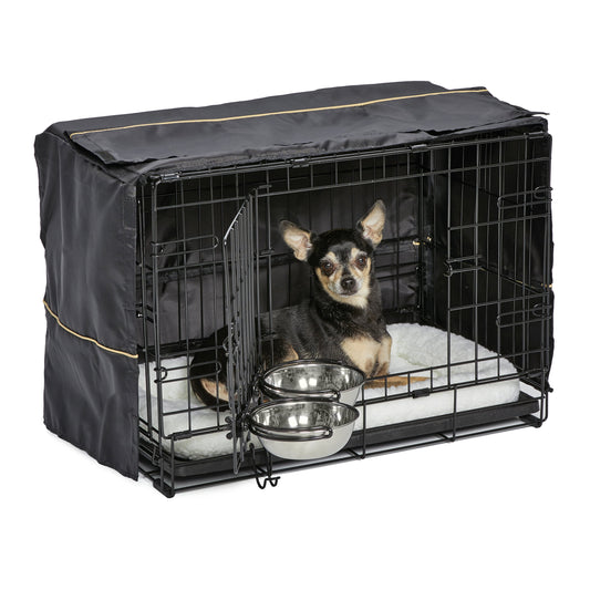 Dog Crate Starter Kit with 22-Inch Double Door Crate, Bed, Cover, and Bowls