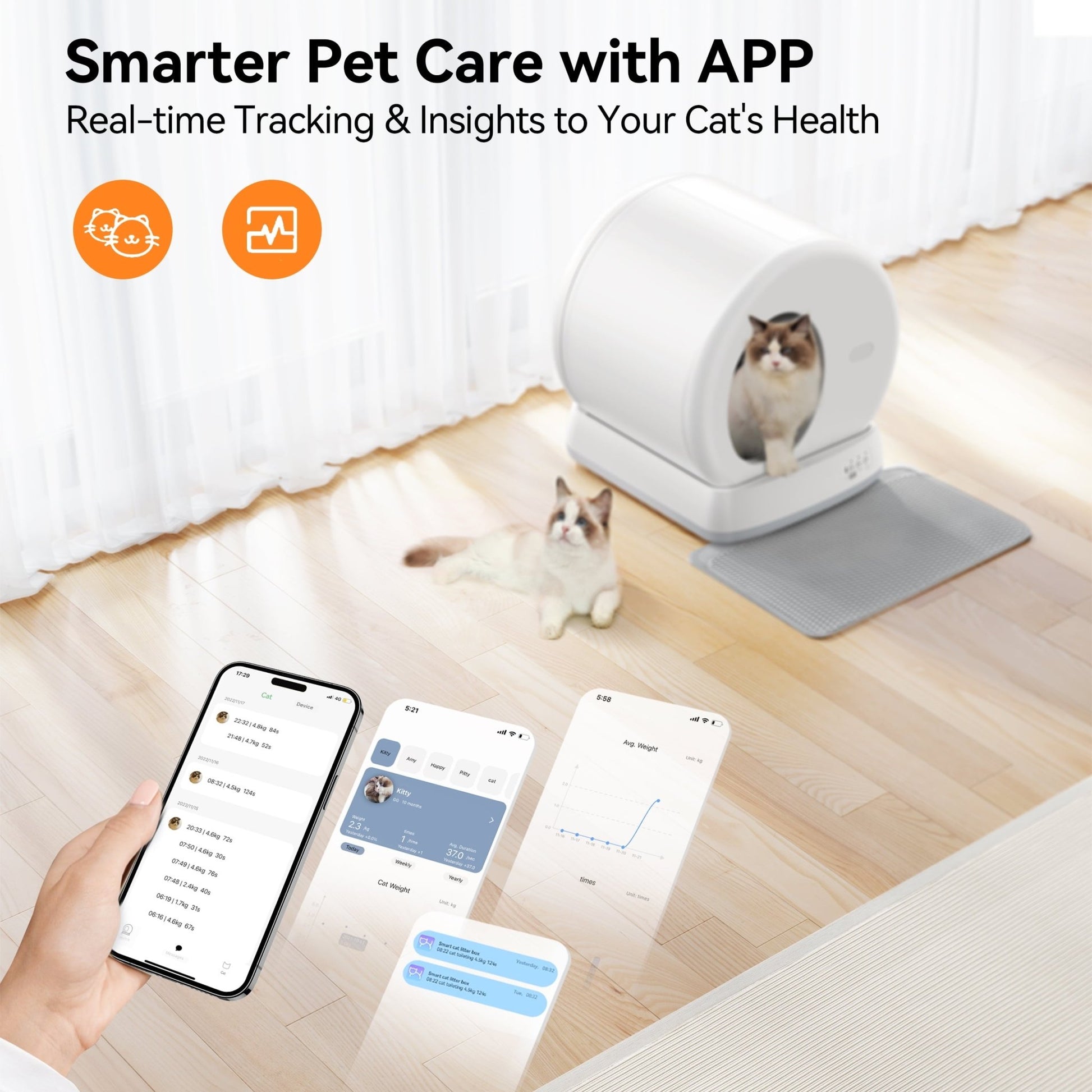 "Advanced Smart Automatic Self - Cleaning Cat Litter Box | APP - Controlled with Integrated Safety Features | Sleek White Design" - Eco and More Pet Store