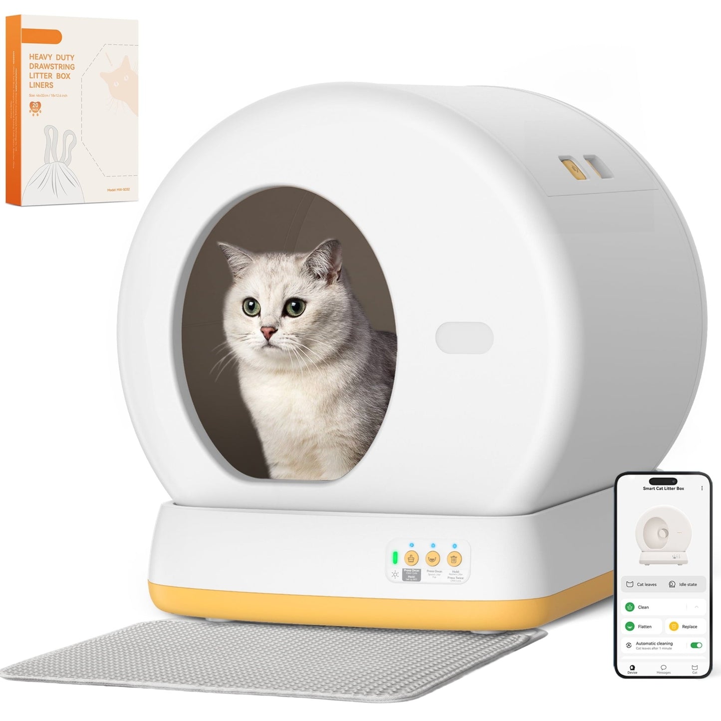 "Advanced Smart Automatic Self - Cleaning Cat Litter Box | APP - Controlled with Integrated Safety Features | Sleek White Design" - Eco and More Pet Store