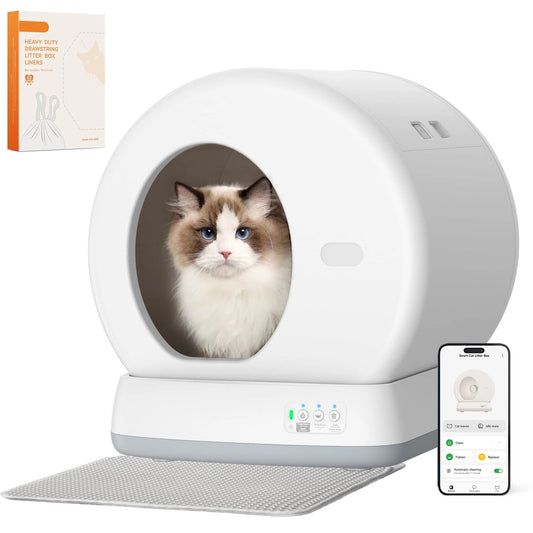 "Advanced Smart Automatic Self - Cleaning Cat Litter Box | APP - Controlled with Integrated Safety Features | Sleek White Design" - Eco and More Pet Store