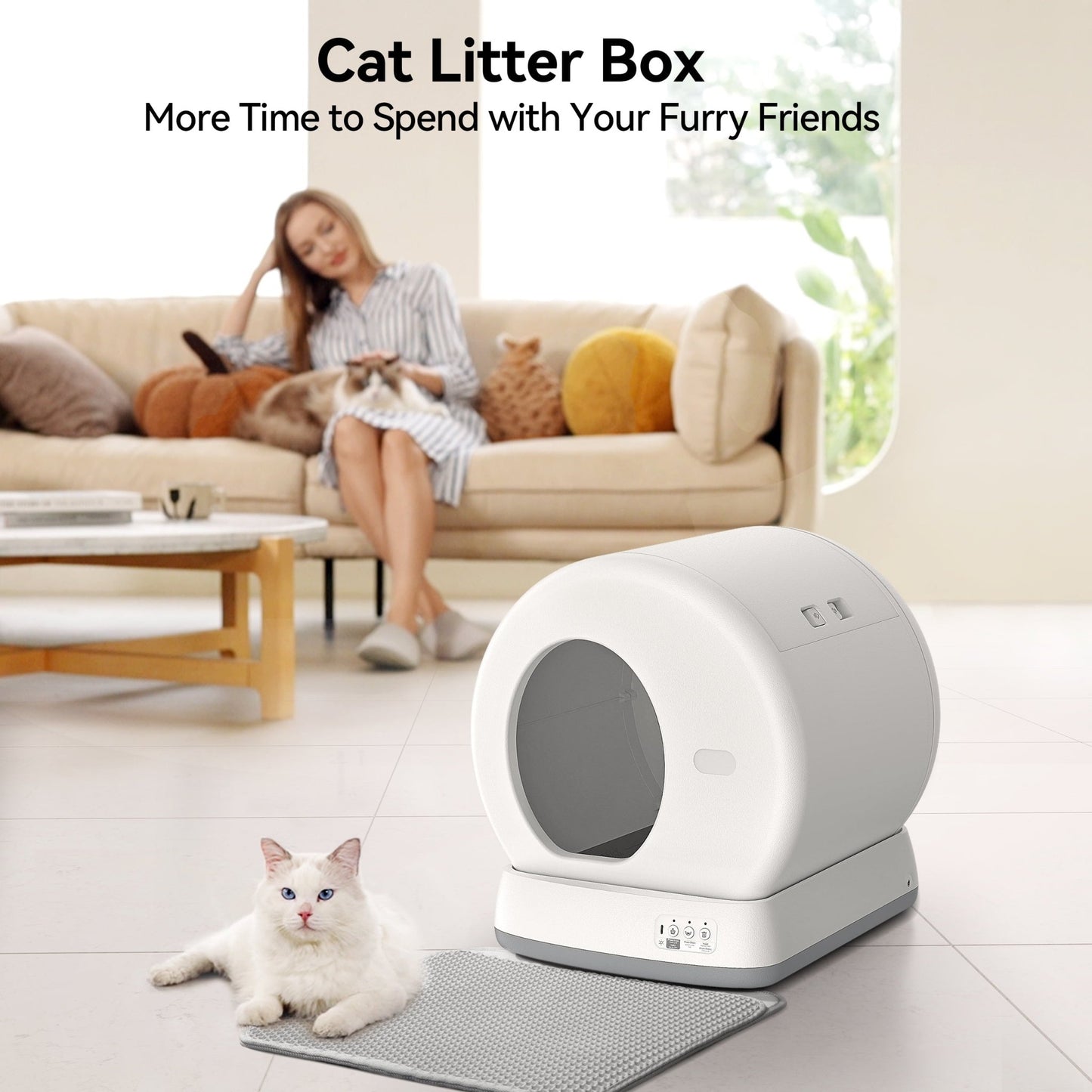 "Advanced Smart Automatic Self - Cleaning Cat Litter Box | APP - Controlled with Integrated Safety Features | Sleek White Design" - Eco and More Pet Store