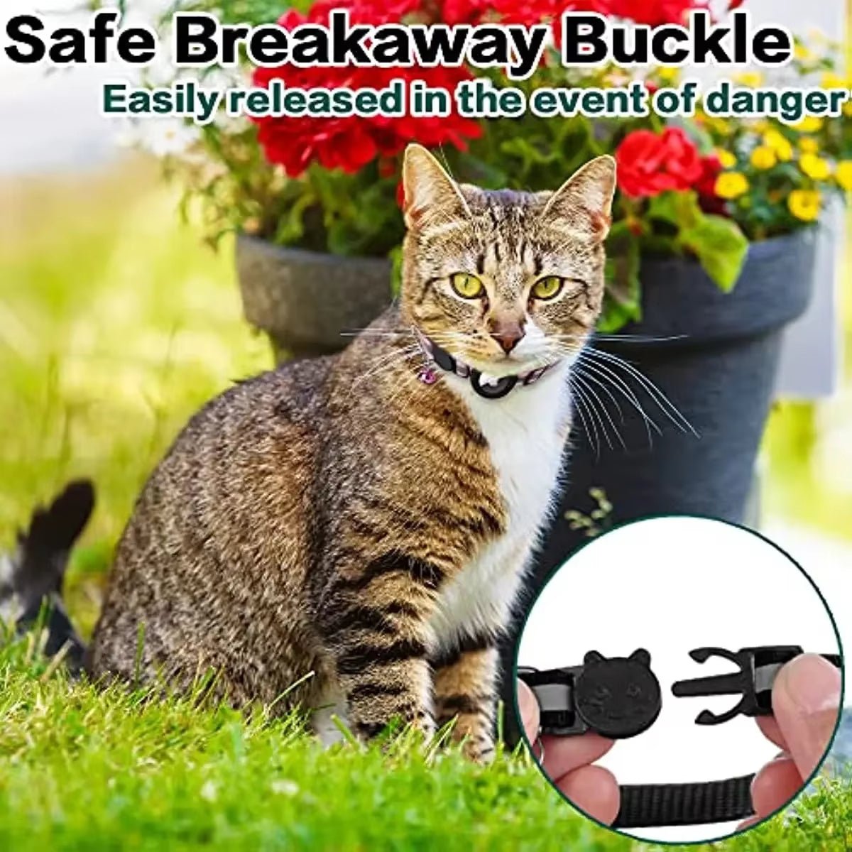 Airtag Cat Collar Breakaway, Reflective Kitten Collar with Apple Air Tag Holder and Bell for Girl Boy Cats, 0.4 Inches - Eco and More Pet Store