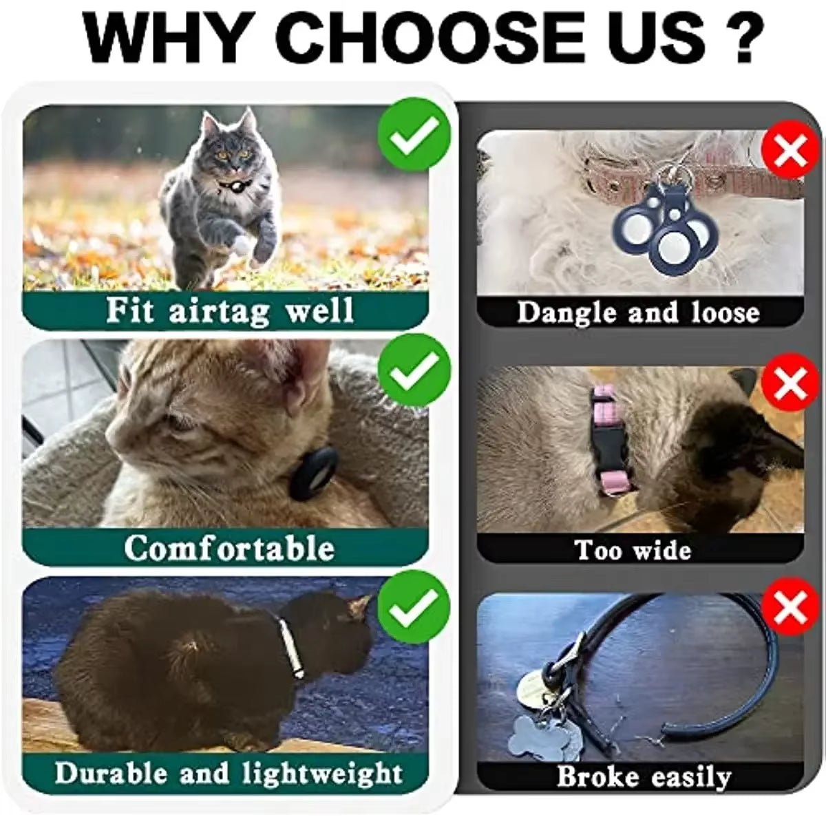 Airtag Cat Collar Breakaway, Reflective Kitten Collar with Apple Air Tag Holder and Bell for Girl Boy Cats, 0.4 Inches - Eco and More Pet Store