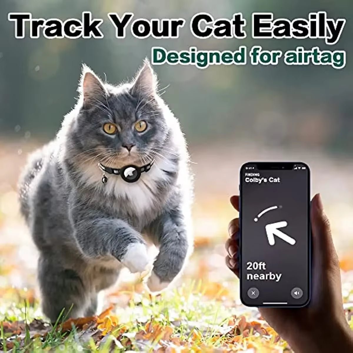 Airtag Cat Collar Breakaway, Reflective Kitten Collar with Apple Air Tag Holder and Bell for Girl Boy Cats, 0.4 Inches - Eco and More Pet Store