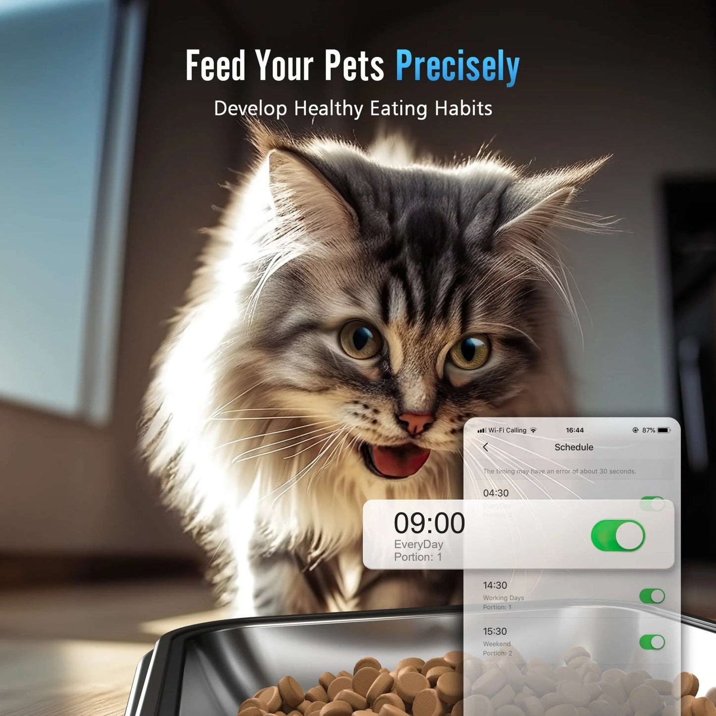 Automatic Cat Feeder | 5L/20 Cups Automatic Cat Feeder with 5G Wi - Fi & APP Control, PFD - 002 PRO Double Bowl Cat Food Dispenser with 1 Desiccant Bag, Timed Automatic Pet Feeder for 2 Cats/2 Small Dogs - Black - Eco and More Pet Store DBA Overseen