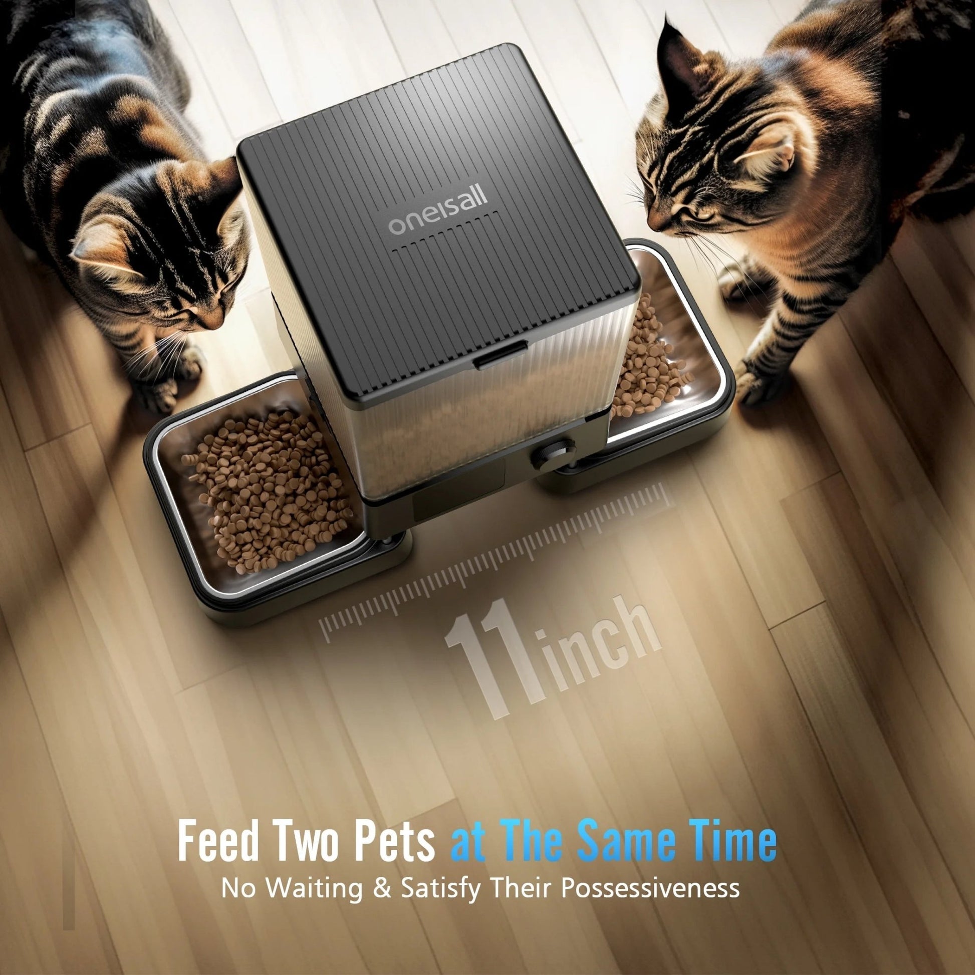 Automatic Cat Feeder | 5L/20 Cups Automatic Cat Feeder with 5G Wi - Fi & APP Control, PFD - 002 PRO Double Bowl Cat Food Dispenser with 1 Desiccant Bag, Timed Automatic Pet Feeder for 2 Cats/2 Small Dogs - Black - Eco and More Pet Store DBA Overseen