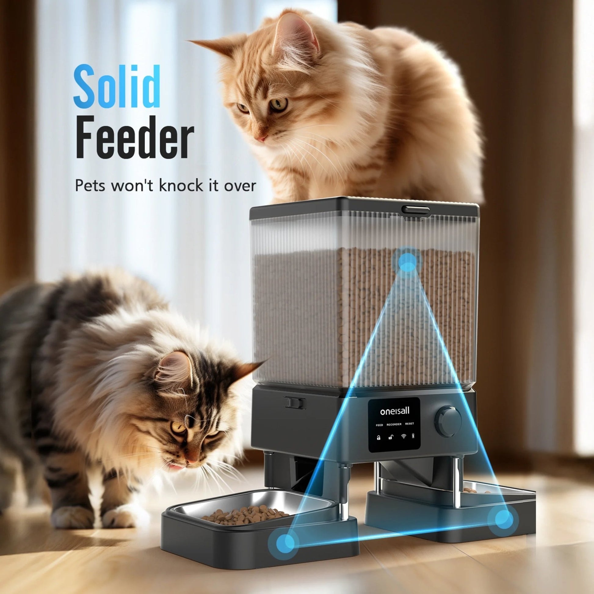 Automatic Cat Feeder | 5L/20 Cups Automatic Cat Feeder with 5G Wi - Fi & APP Control, PFD - 002 PRO Double Bowl Cat Food Dispenser with 1 Desiccant Bag, Timed Automatic Pet Feeder for 2 Cats/2 Small Dogs - Black - Eco and More Pet Store DBA Overseen