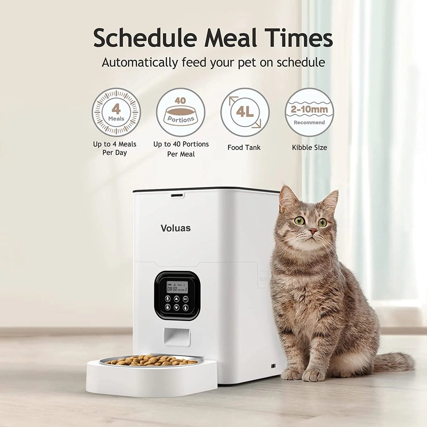 Automatic Cat Feeders - Automatic Pet Feeders for Cats and Dogs, Dry Food Dispenser with Desiccant Bag, Timed Cat Feeder, Programmable Portion Size Control 4 Meals per Day, 10S Voice Recorder - Eco and More Pet Store