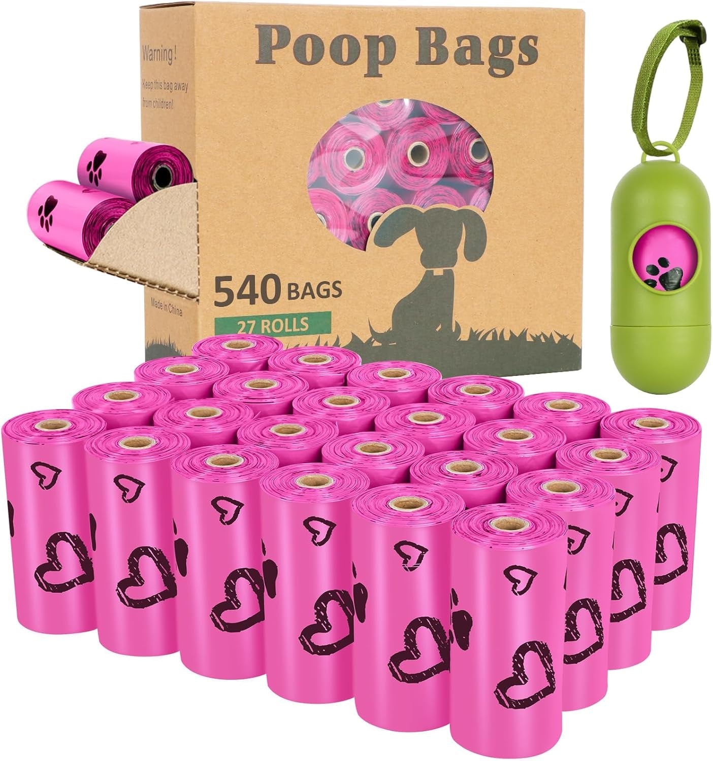 Biodegradable Dog Poop Bags: 720 Bags Extra Thick Strong Leak Proof Dog Waste Bags for Dogs with 1 Dispenser (4 Mixed Colors Green Blue Yellow Pink) - Scented - Eco and More Pet Store