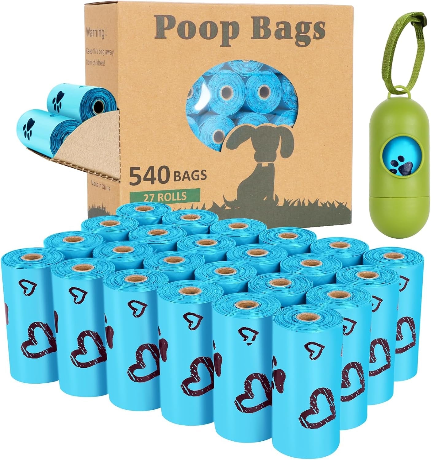 Biodegradable Dog Poop Bags: 720 Bags Extra Thick Strong Leak Proof Dog Waste Bags for Dogs with 1 Dispenser (4 Mixed Colors Green Blue Yellow Pink) - Scented - Eco and More Pet Store